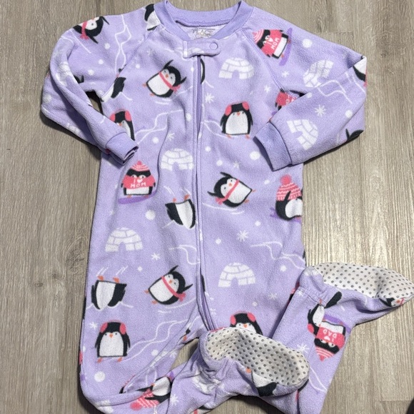 Purple Penguin Print Baby Onesie - Picture 1 of 1